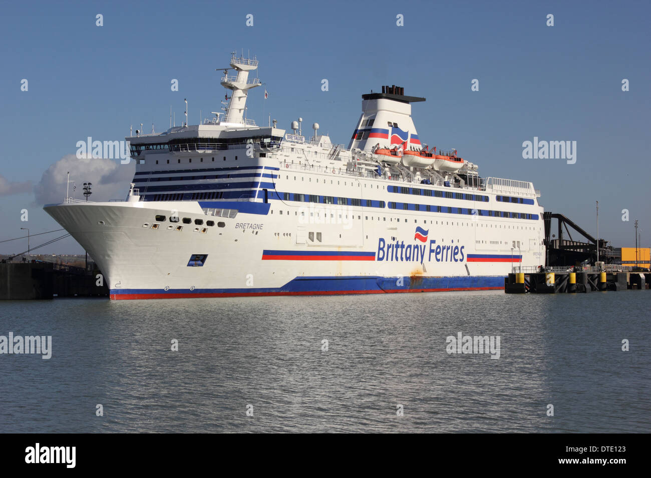 A Passenger and car ferry docked in portsmouth harbour after sailing ...