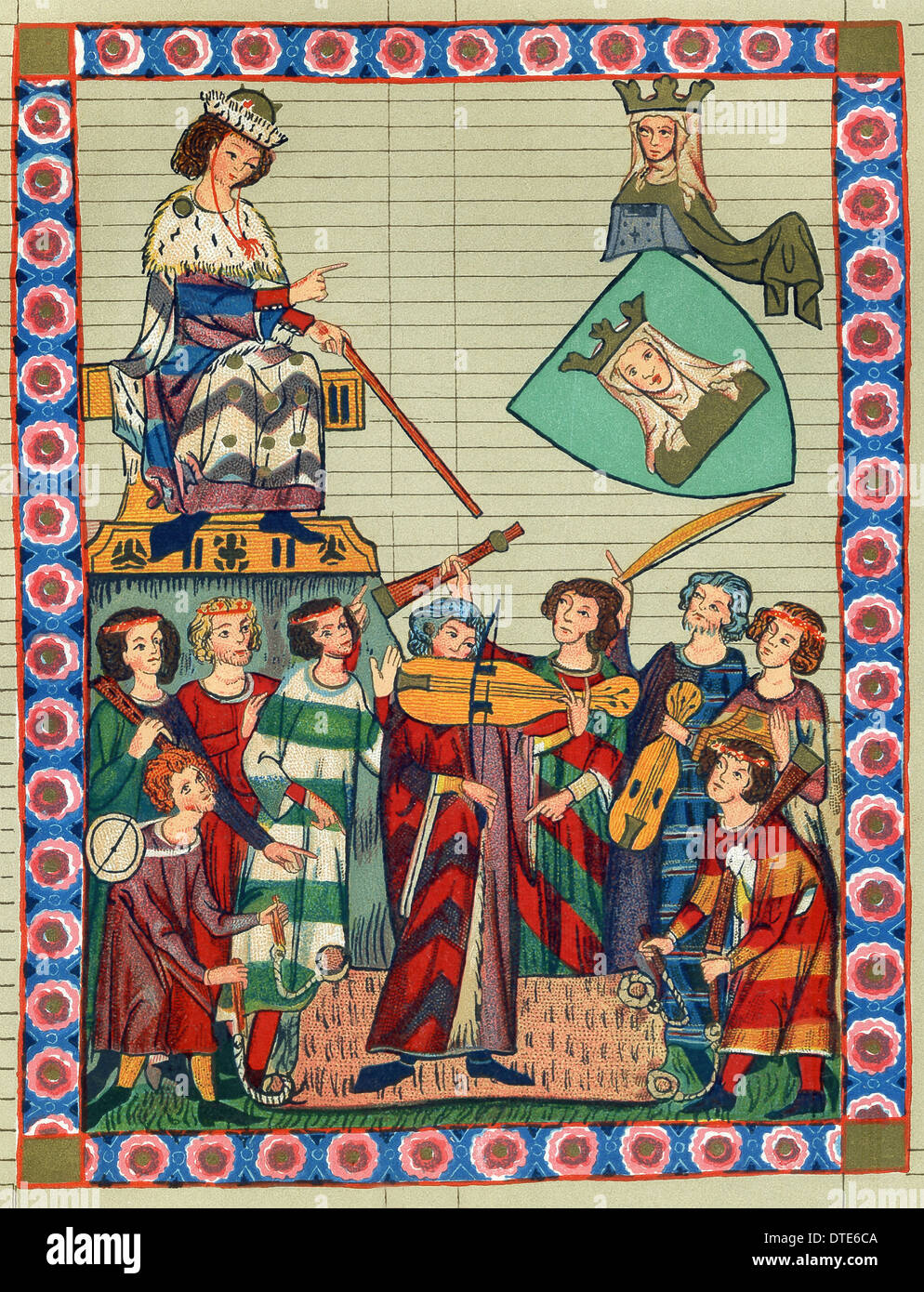 This illustration shows what is known as the Frauenlob Miniature, with Heinrich Frauenlob (1250/1260-1318). Stock Photo
