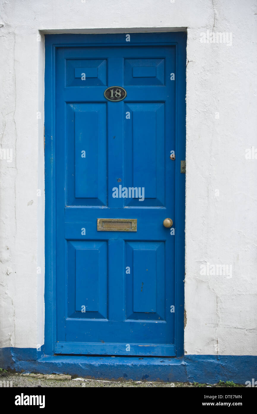Blue number 18 wooden front door of house in Scarborough North