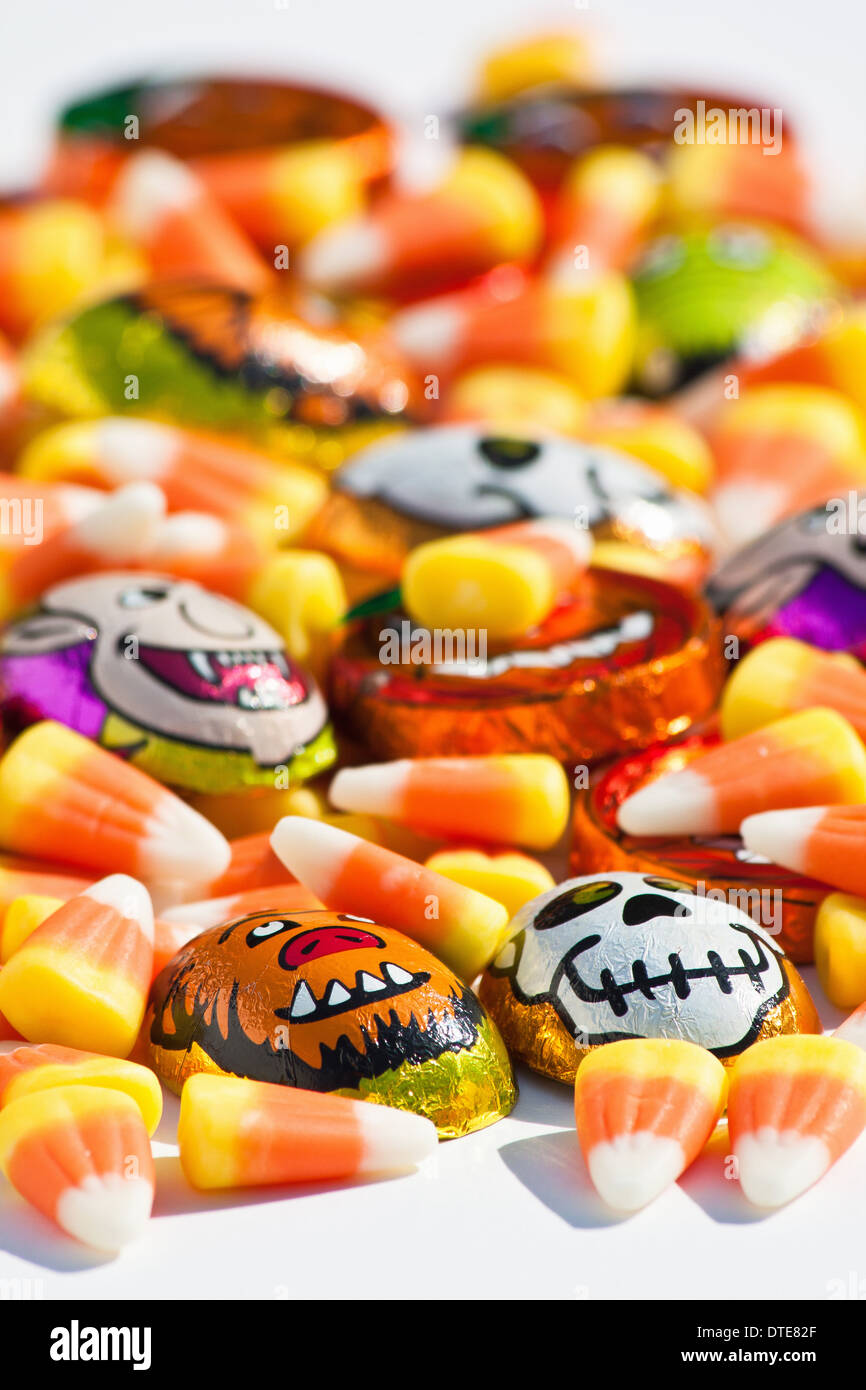 The pile of Halloween corn candies Stock Photo