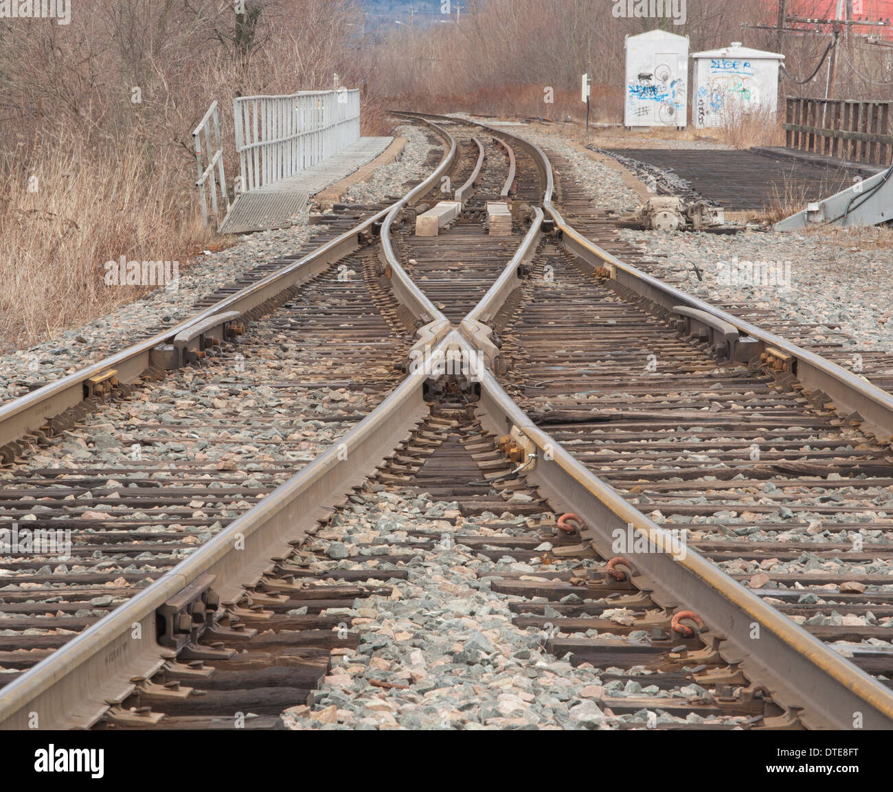 Railroad tracks junction Stock Photo Alamy