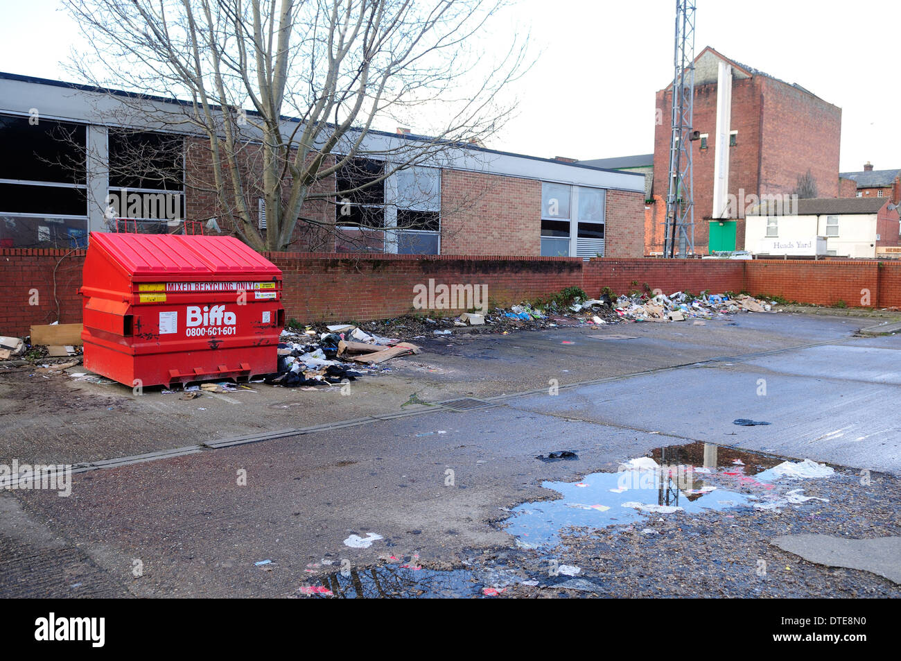 Biffa Waste Bin And Rubbish In Car Park Stock Photo 66697036 Alamy