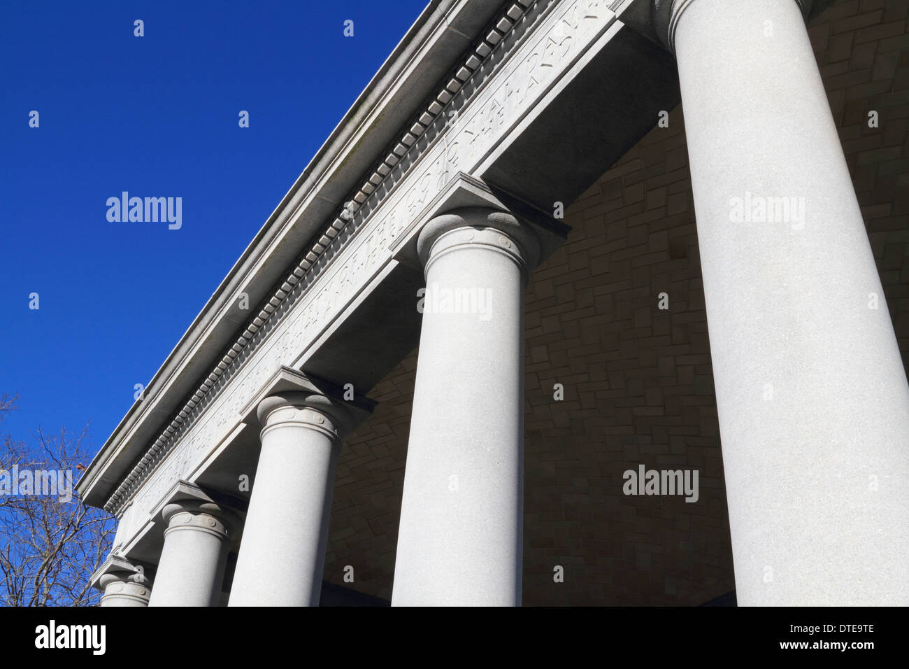 The Columns of the structure housing Plymouth Rock, Plymouth, Massachusetts Stock Photo