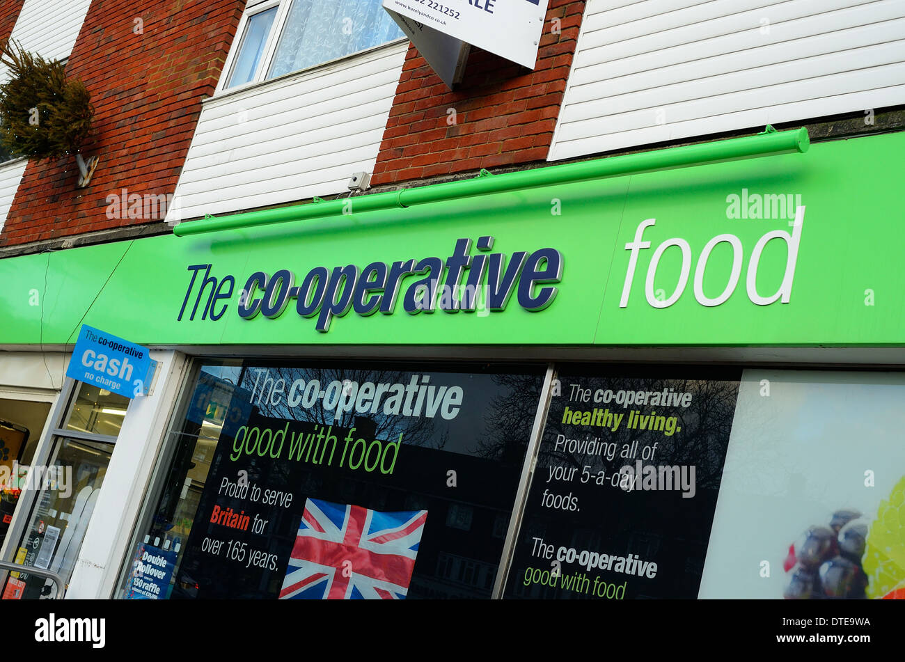 Exterior of a Co-Op food store on Shepperton high street Stock Photo