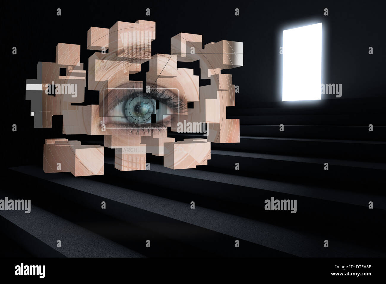 Composite image of eye analysis on abstract screen Stock Photo - Alamy