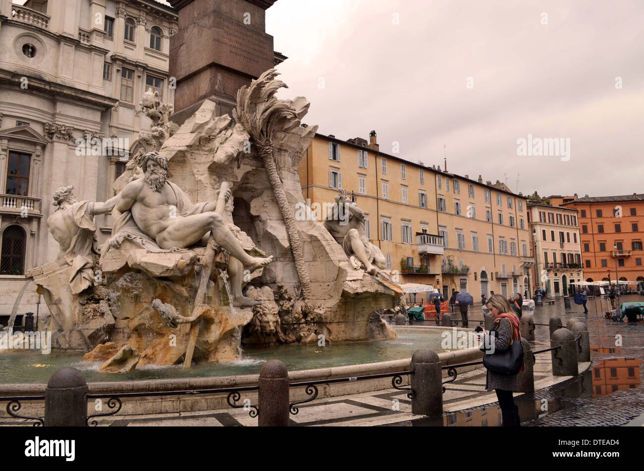 Rome, The Piazza Navona, One of the most popular square in the centre. Stock Photo