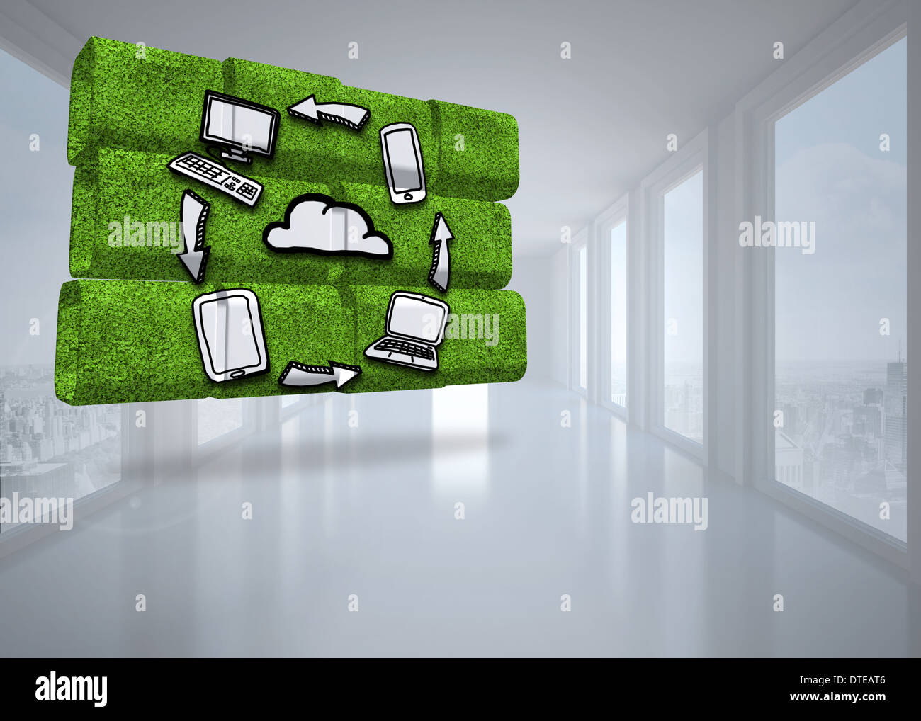 Composite image of cloud computing cycle on abstract screen Stock Photo