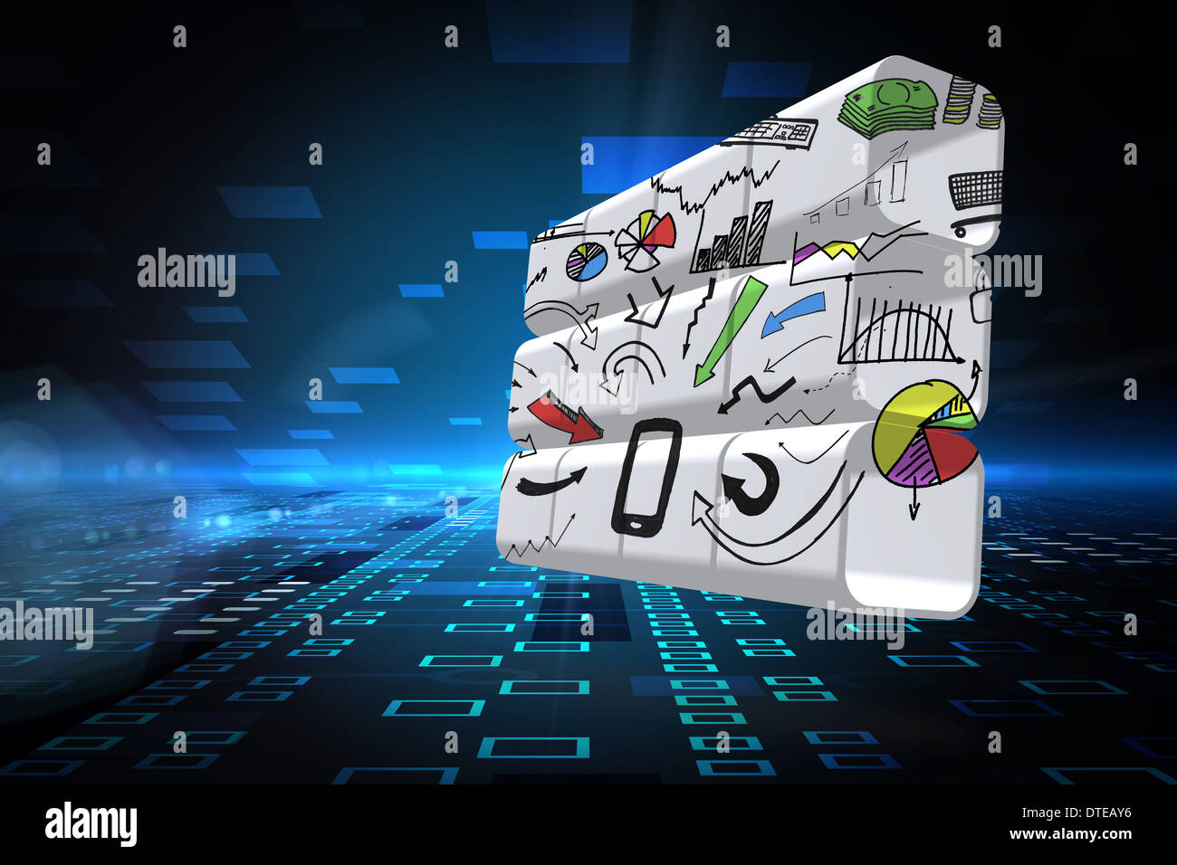 Composite image of media device brainstorm on abstract screen Stock Photo
