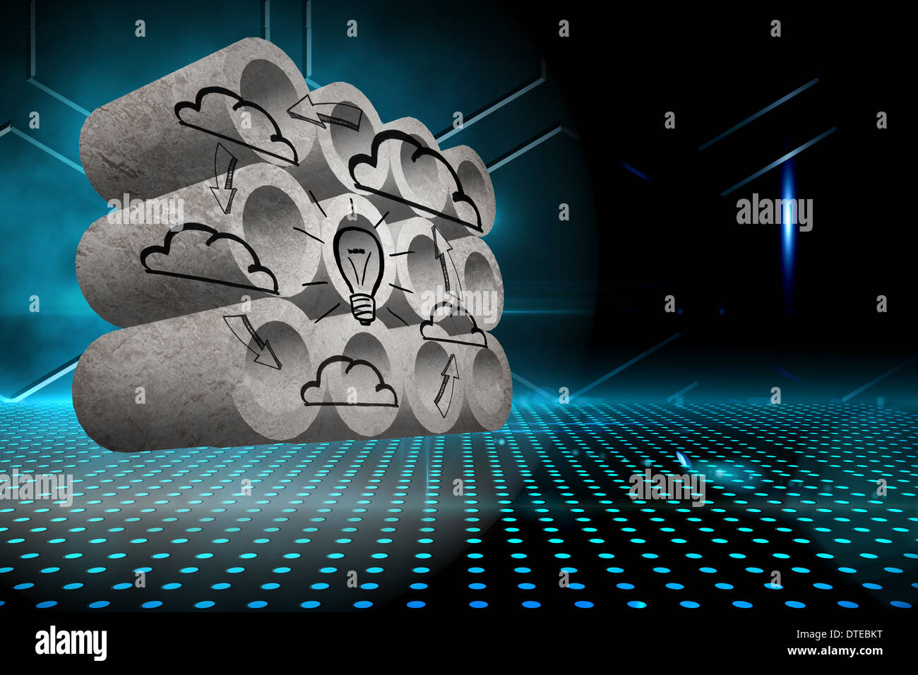 Composite image of cloud computing cycle on abstract screen Stock Photo