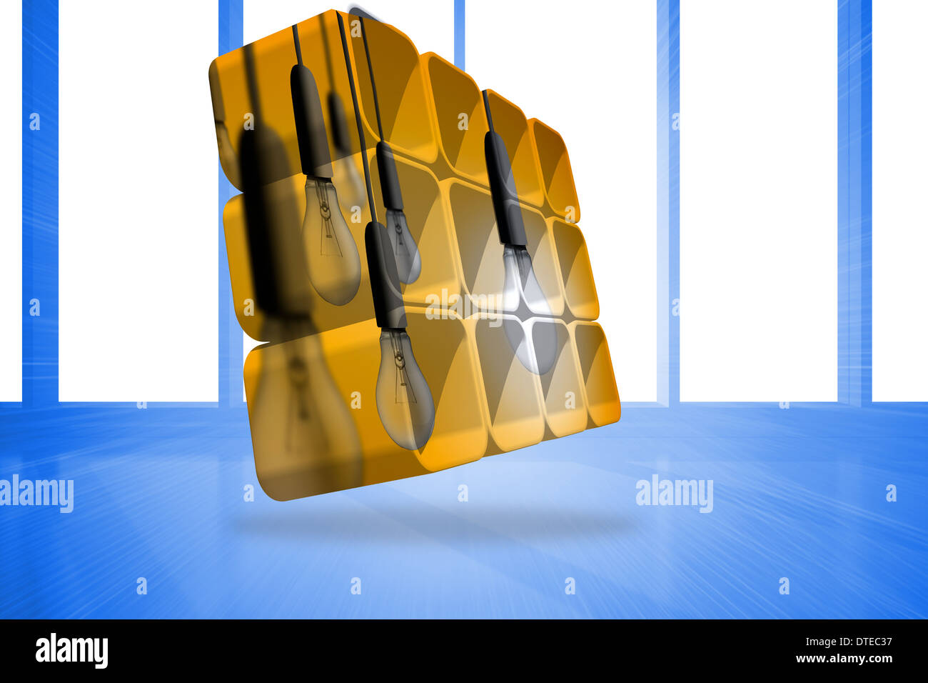 Composite image of light bulbs on abstract screen Stock Photo