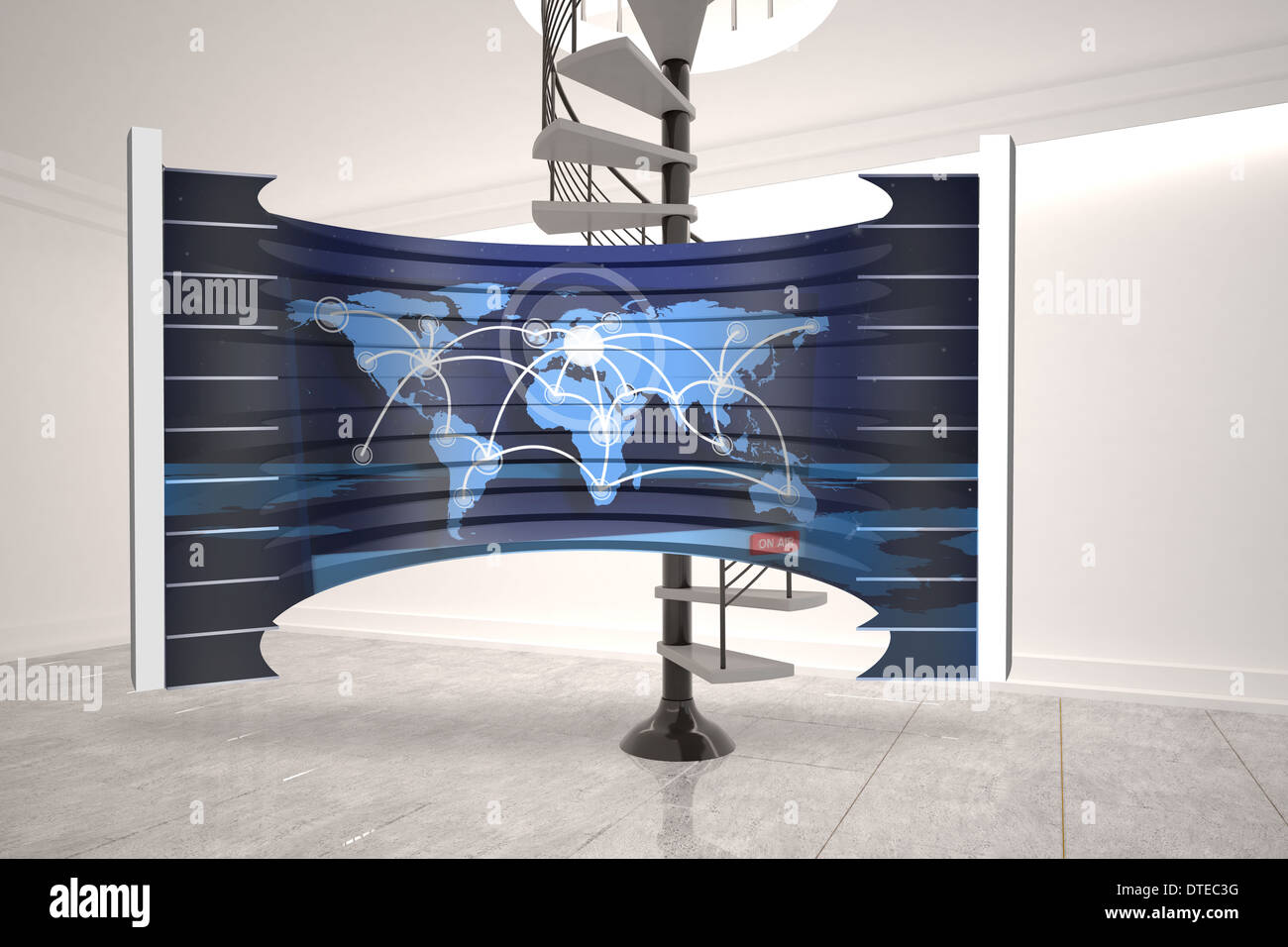 Composite image of world map on abstract screen Stock Photo - Alamy