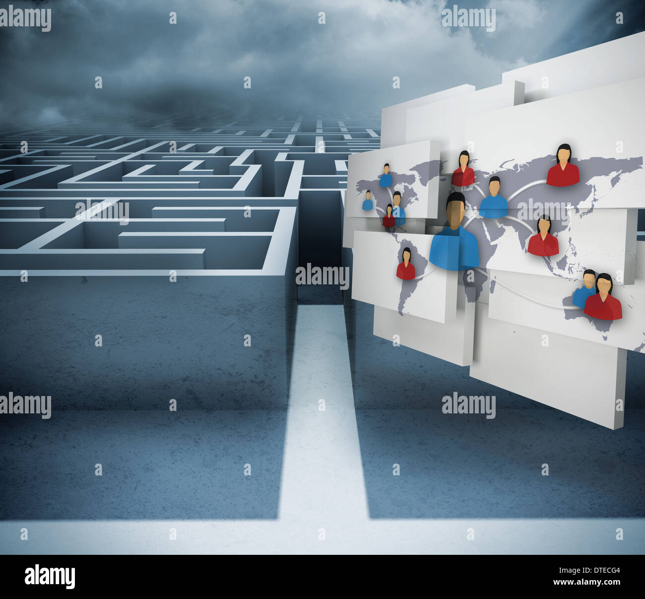 Composite image of international community on abstract screen Stock Photo