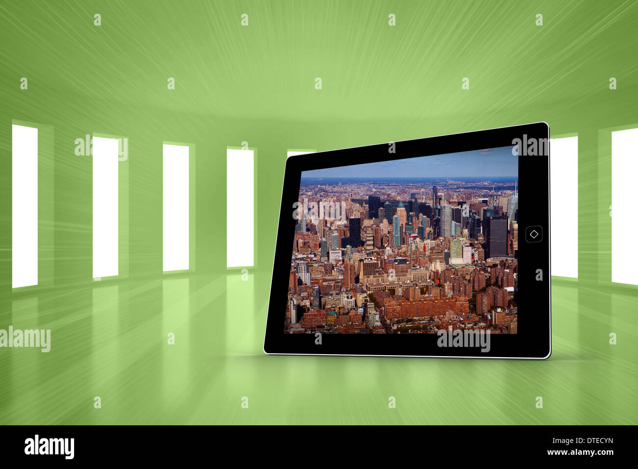 Composite image of new york on tablet screen Stock Photo