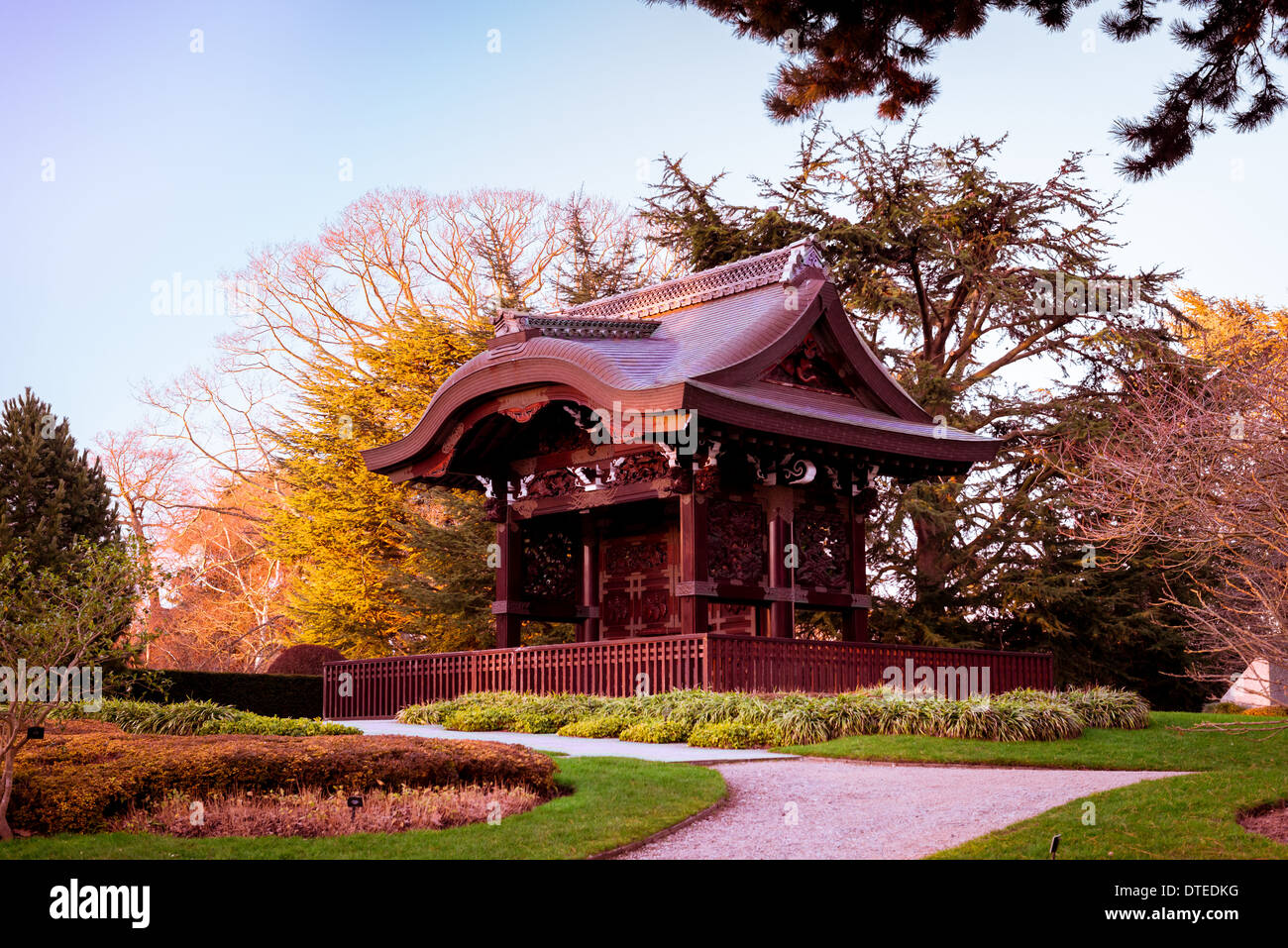 Kew Gardens Temple Pagoda Rock Garden Stock Photo