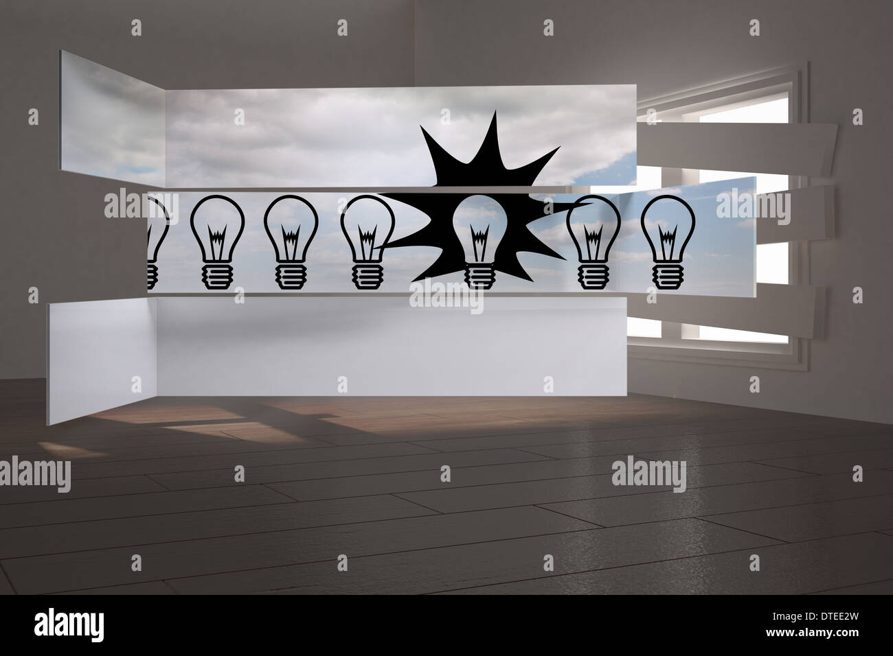 Composite image of light bulbs on abstract screen Stock Photo