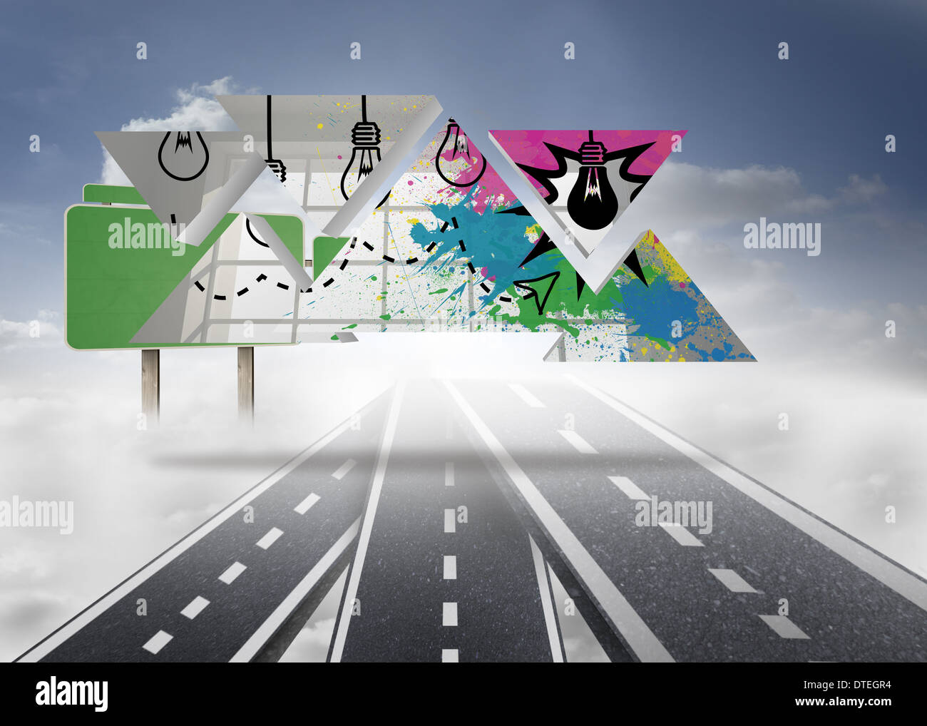 Composite image of light bulbs on abstract screen Stock Photo
