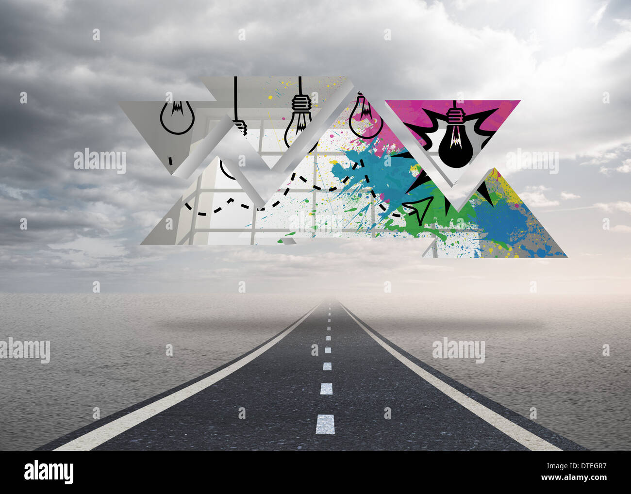 Composite image of light bulbs on abstract screen Stock Photo