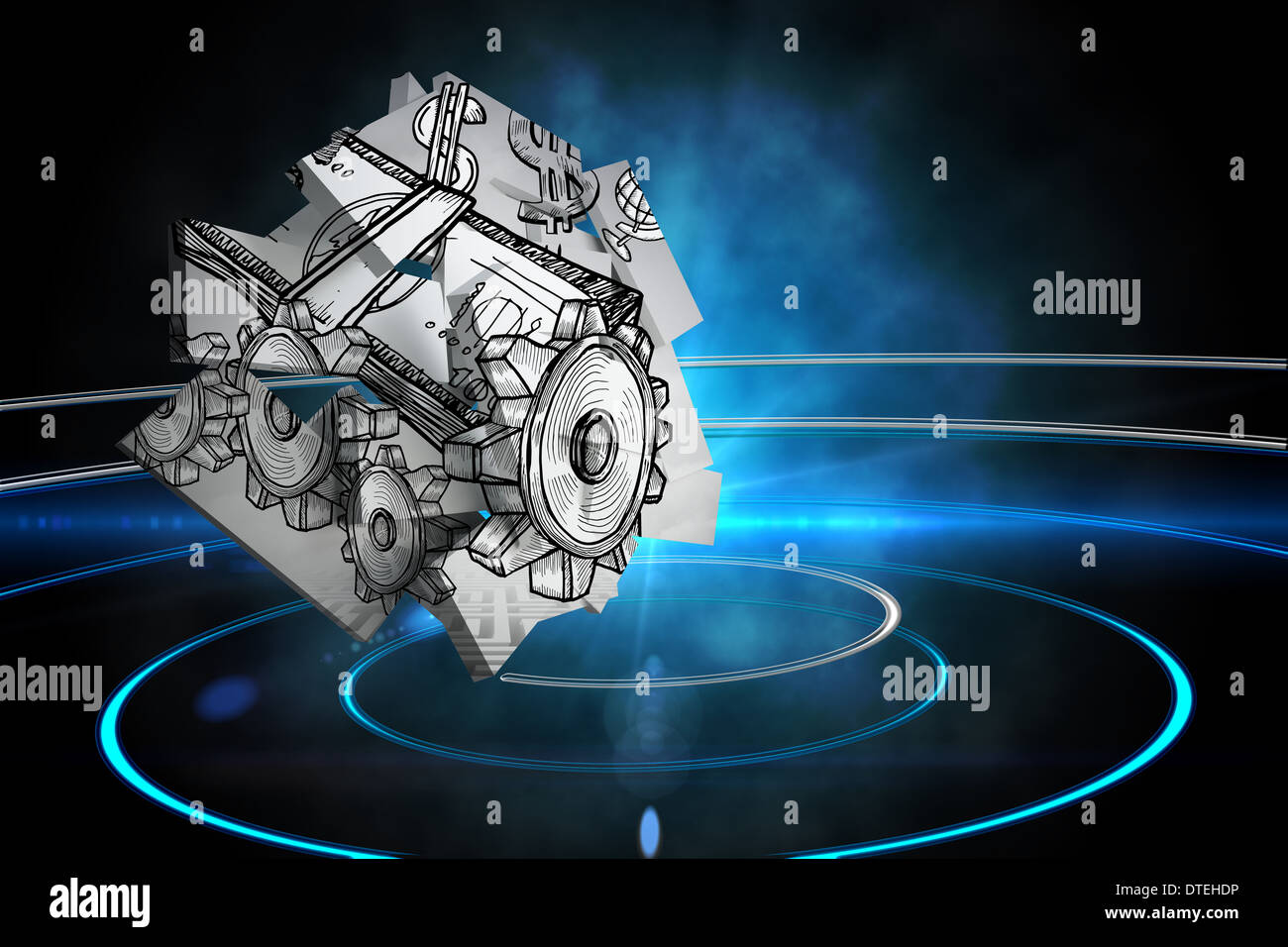 Composite image of dollar machine on abstract screen Stock Photo