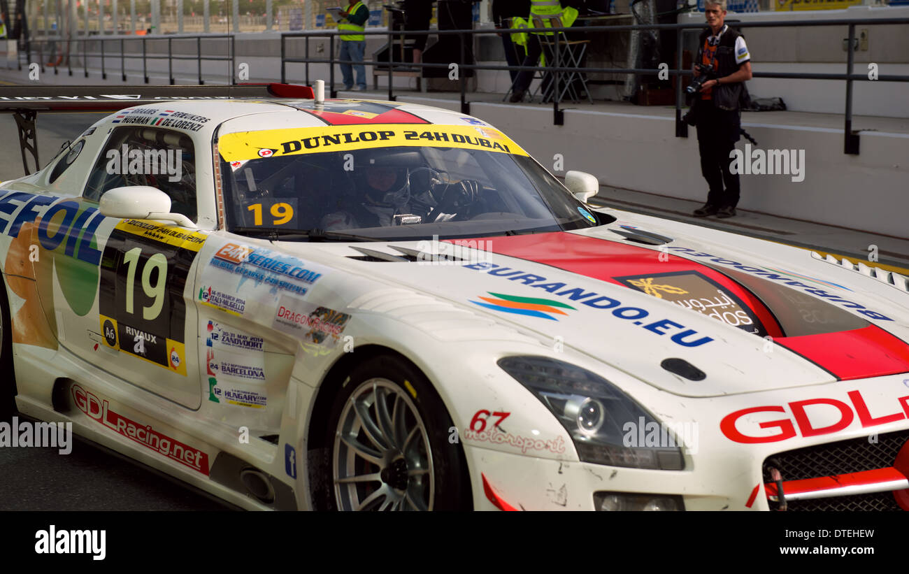 The GDL Racing 3 Mercedes SLS AMG GT3 in the pit lane during the ...