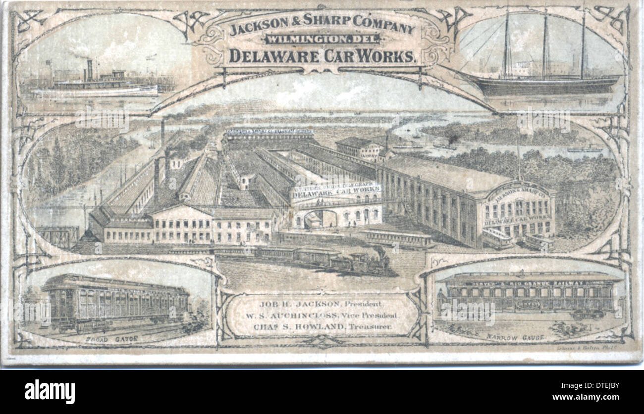 19th C. USA trade card Jackson Sharp Co. Wilmington Delaware Car Works 19th C. USA trade card Jackson Sharp Co. Wilmington Delaware Car Works