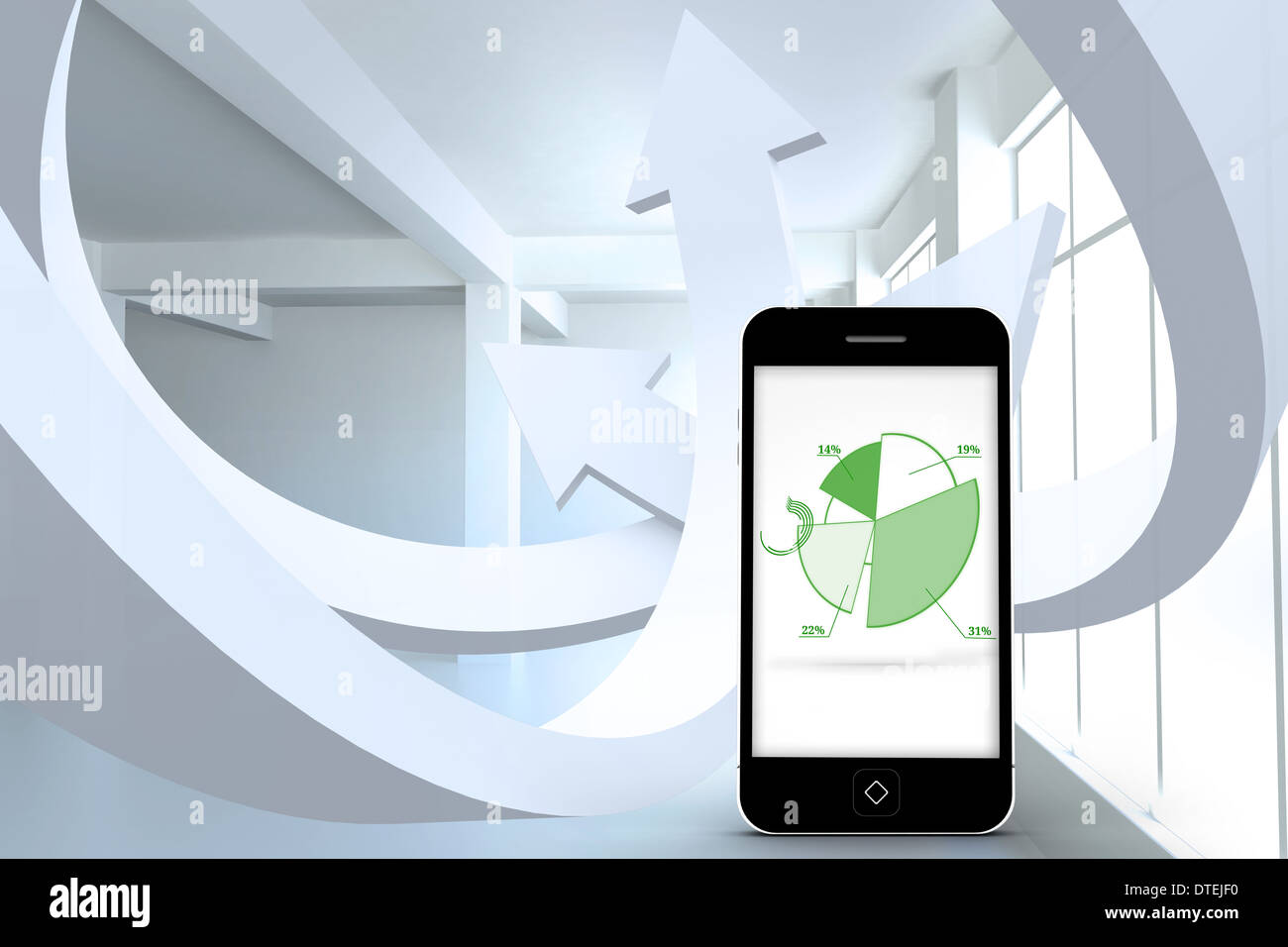 Composite image of pie chart on smartphone screen Stock Photo