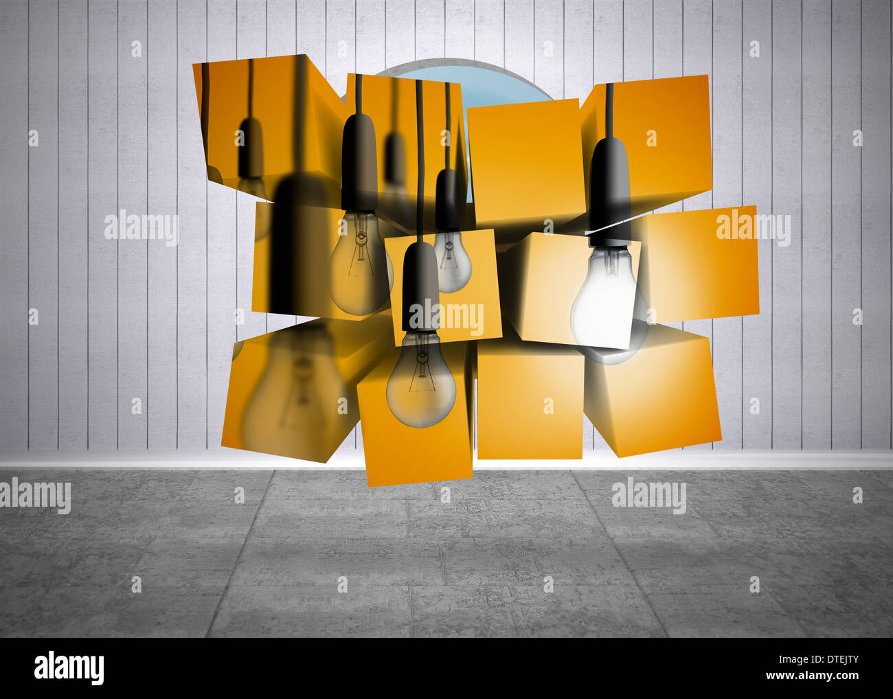 Composite image of light bulbs on abstract screen Stock Photo
