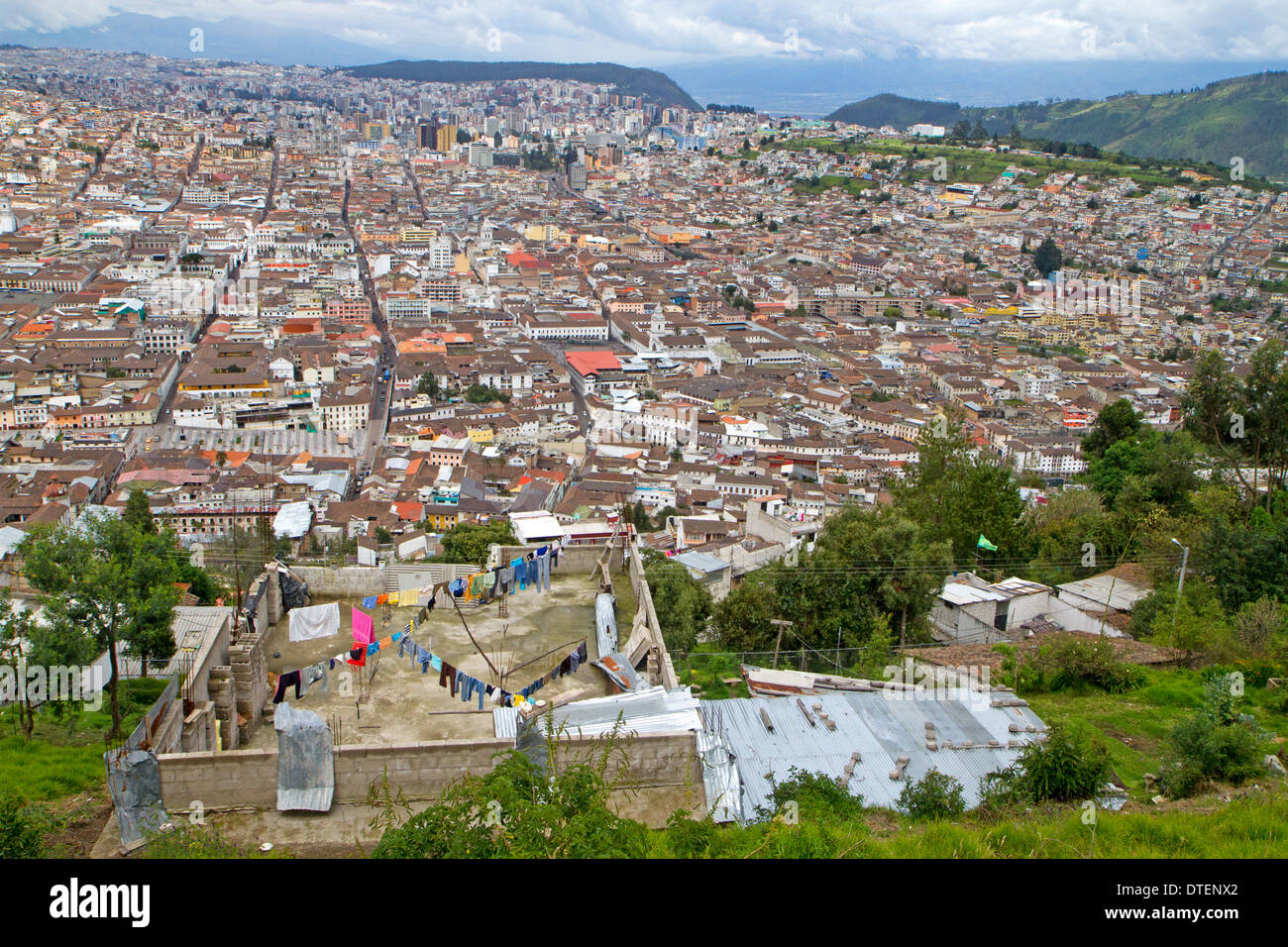 View over Quito from El Panecillo hill Stock Photo