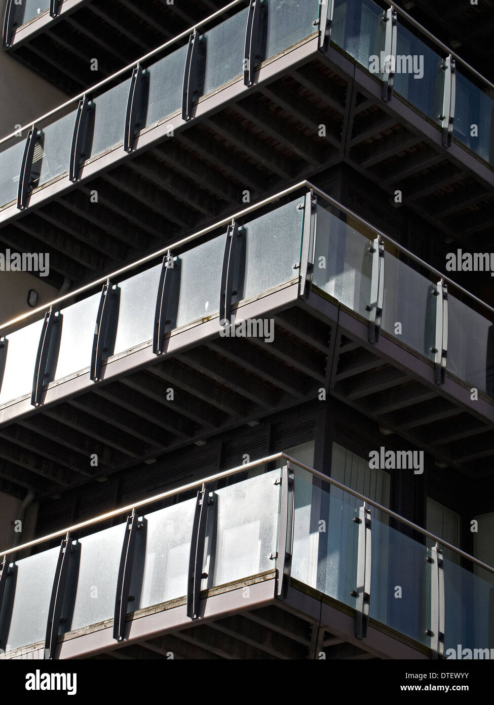Detail of the balconies of luxury flats at the Ocean Village marina a ...