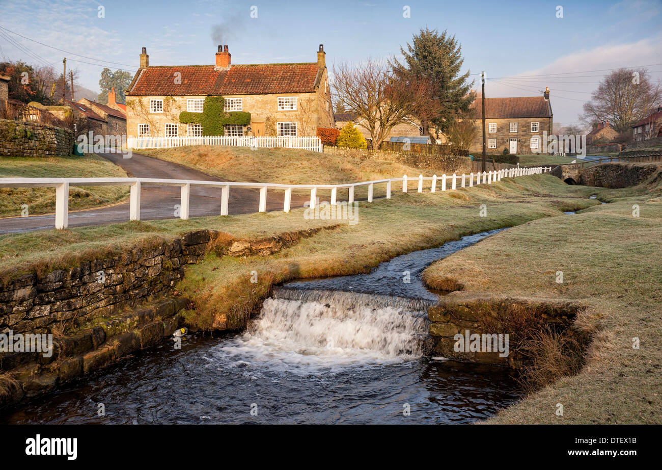 Hutton beck in Hutton le Hole village on a frosty winter's morning ...