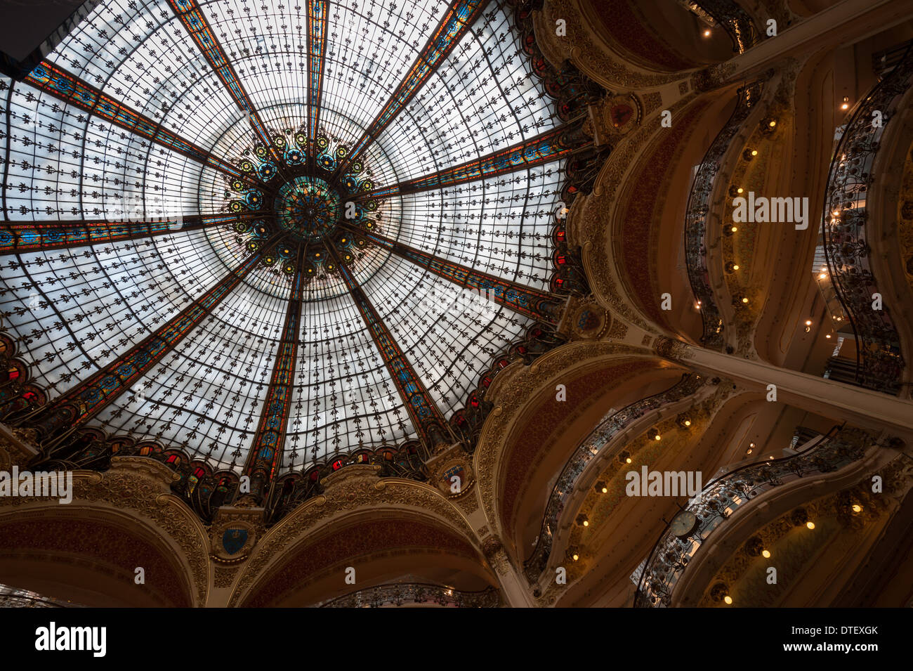Cupola ceiling to the iconic Galerie Lafayette department store Stock
