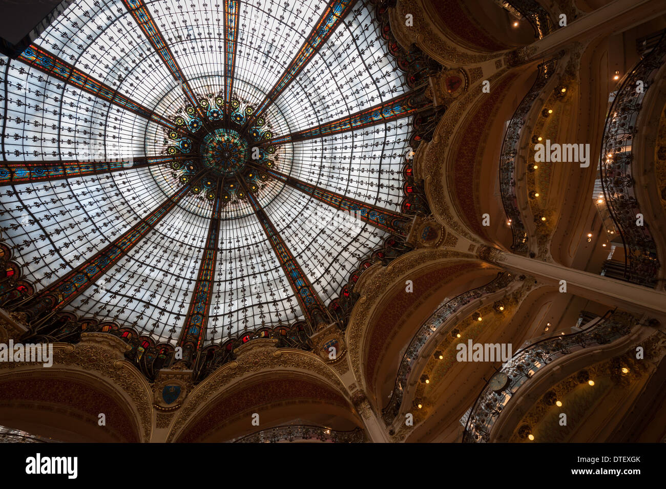 Cupola ceiling to the iconic Galerie Lafayette department store Stock Photo
