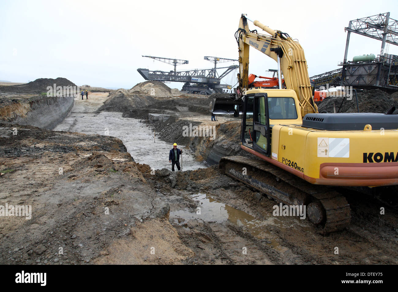 Cottbus, Germany, archaeological excavation site in the lignite mining Jaenschwalde Stock Photo
