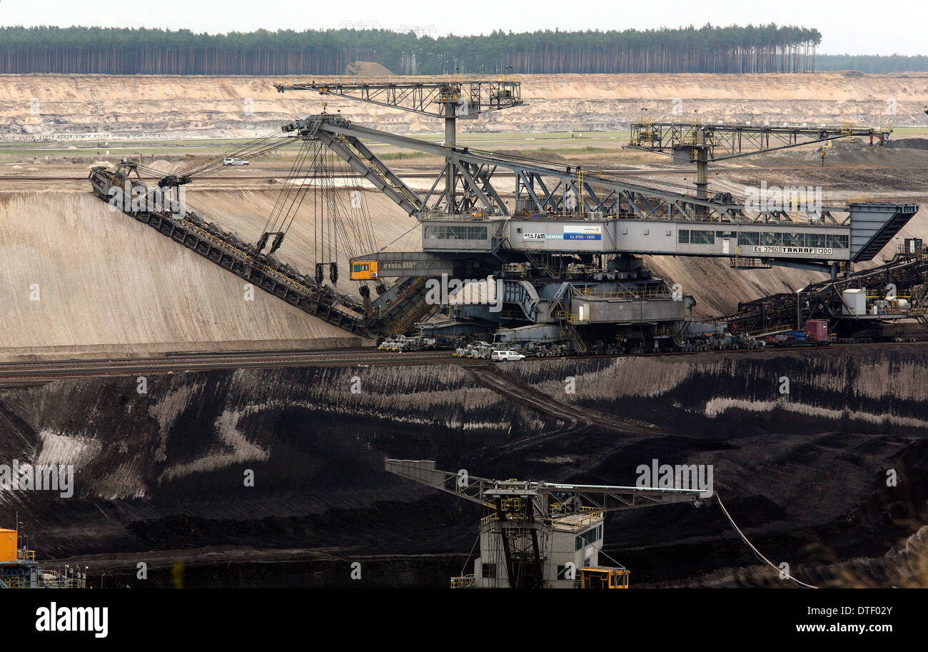 Cottbus, Germany, view over a lignite mine Jaenschwalde Stock Photo