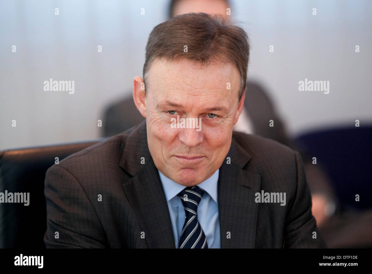 Berlin, Germany. February 17th, 2014. SPD party leadership meeting at Willy Brandt Haus in Berlin. / Picture: Thomas Oppermann (SPD), Lider of the SPD Parliamentary Group. Credit:  Reynaldo Chaib Paganelli/Alamy Live News Stock Photo