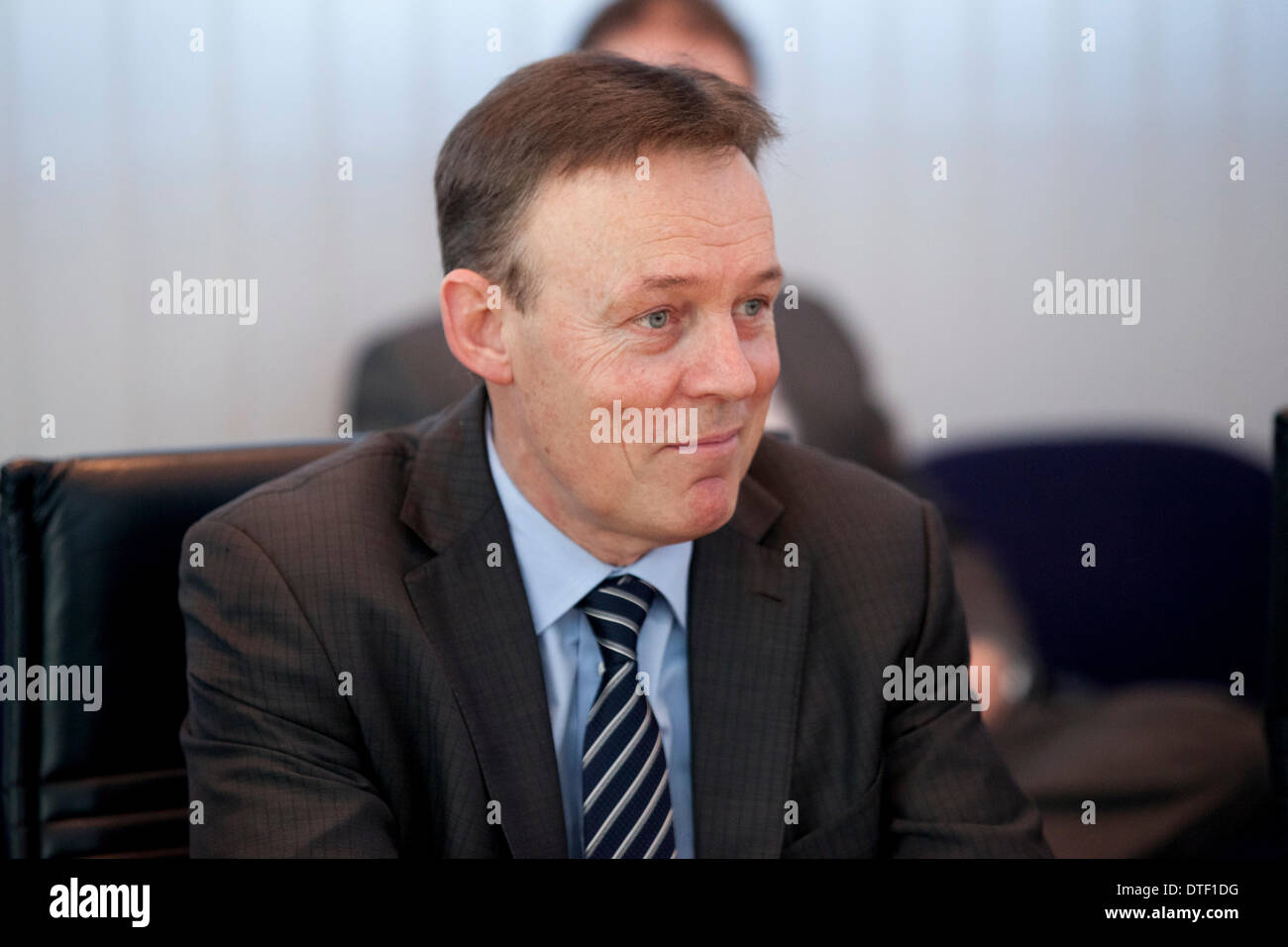 Berlin, Germany. February 17th, 2014. SPD party leadership meeting at Willy Brandt Haus in Berlin. / Picture: Thomas Oppermann (SPD), Lider of the SPD Parliamentary Group. Credit:  Reynaldo Chaib Paganelli/Alamy Live News Stock Photo