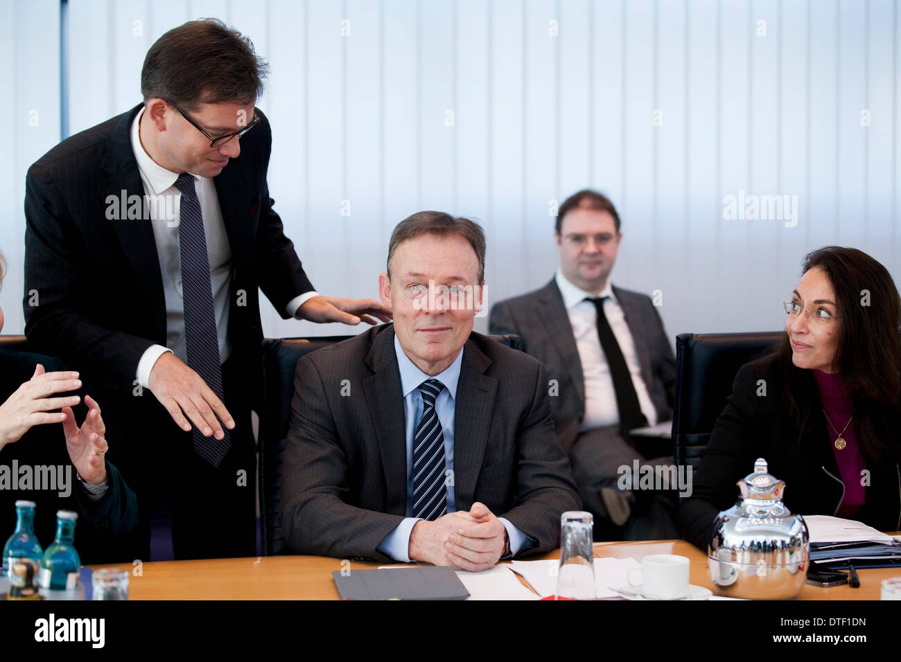 Berlin, Germany. February 17th, 2014. SPD party leadership meeting at Willy Brandt Haus in Berlin. / Picture: Thomas Oppermann (SPD), Lider of the SPD Parliamentary Group. Credit:  Reynaldo Chaib Paganelli/Alamy Live News Stock Photo