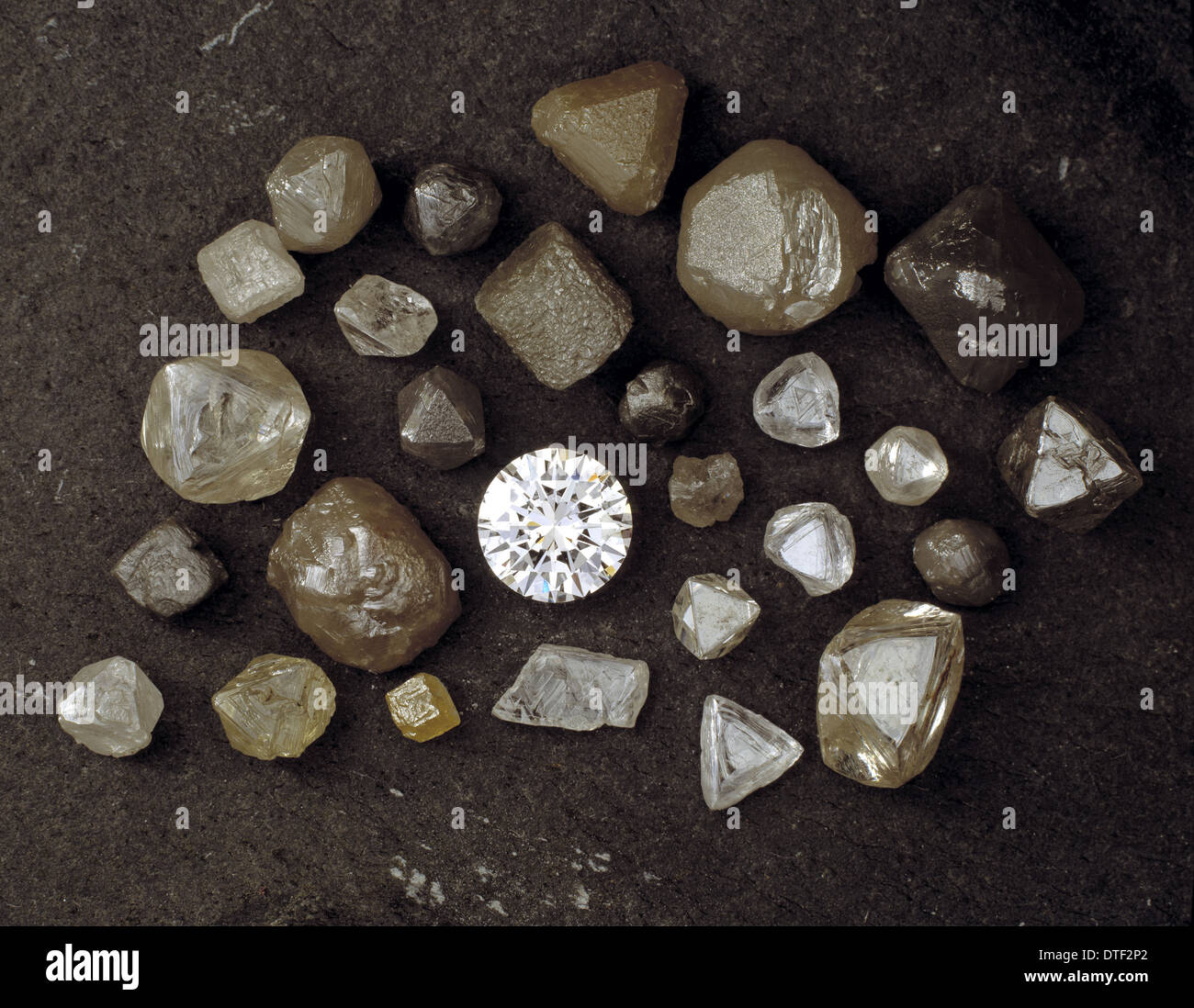Cut diamond and crystals Stock Photo