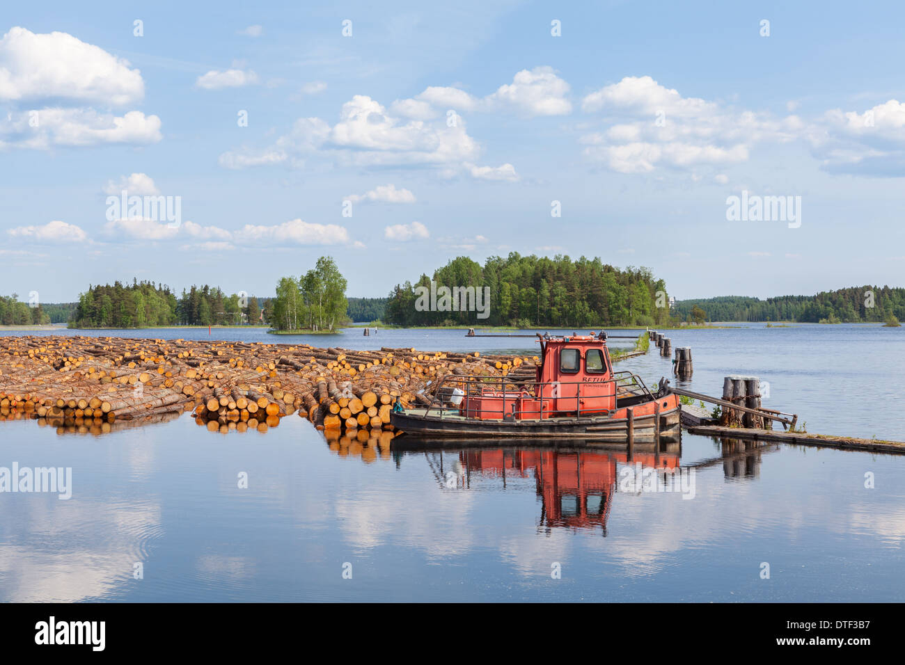 Timber rafting Stock Photo