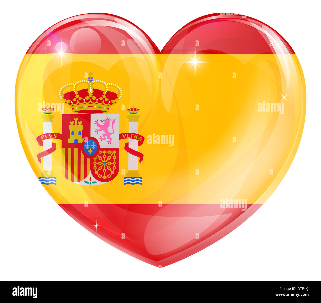 Spain flag love heart concept with the Spanish flag in a heart shape Stock Photo