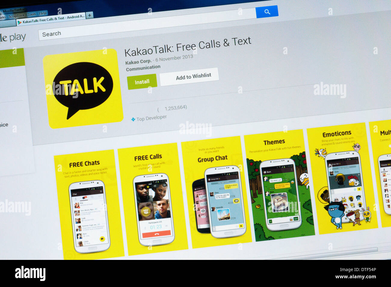 The home page of the Kakao Talk web site - a free mobile messenger application for smartphones. Stock Photo