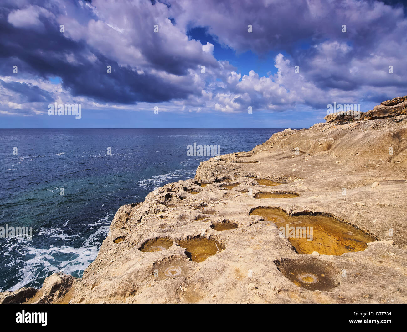 Southern Coastline between Sant Tomas and Cala Galdana on Menorca, Balearic Islands, Spain Stock Photo