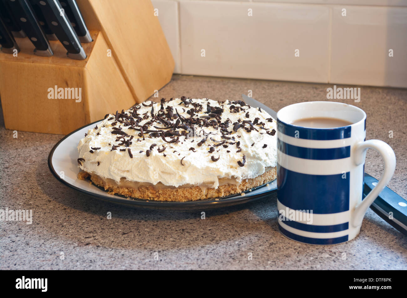 Home Made Banoffee Pie (Focus Point On The Pie) Stock Photo