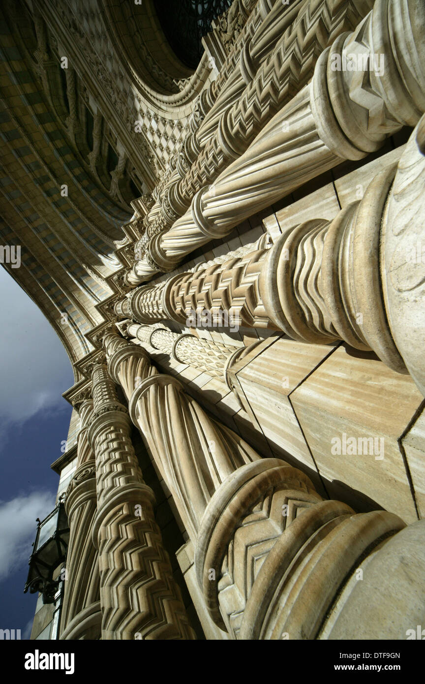 Stonework surrounding the front entrance to the Natural History Museum. Stock Photo