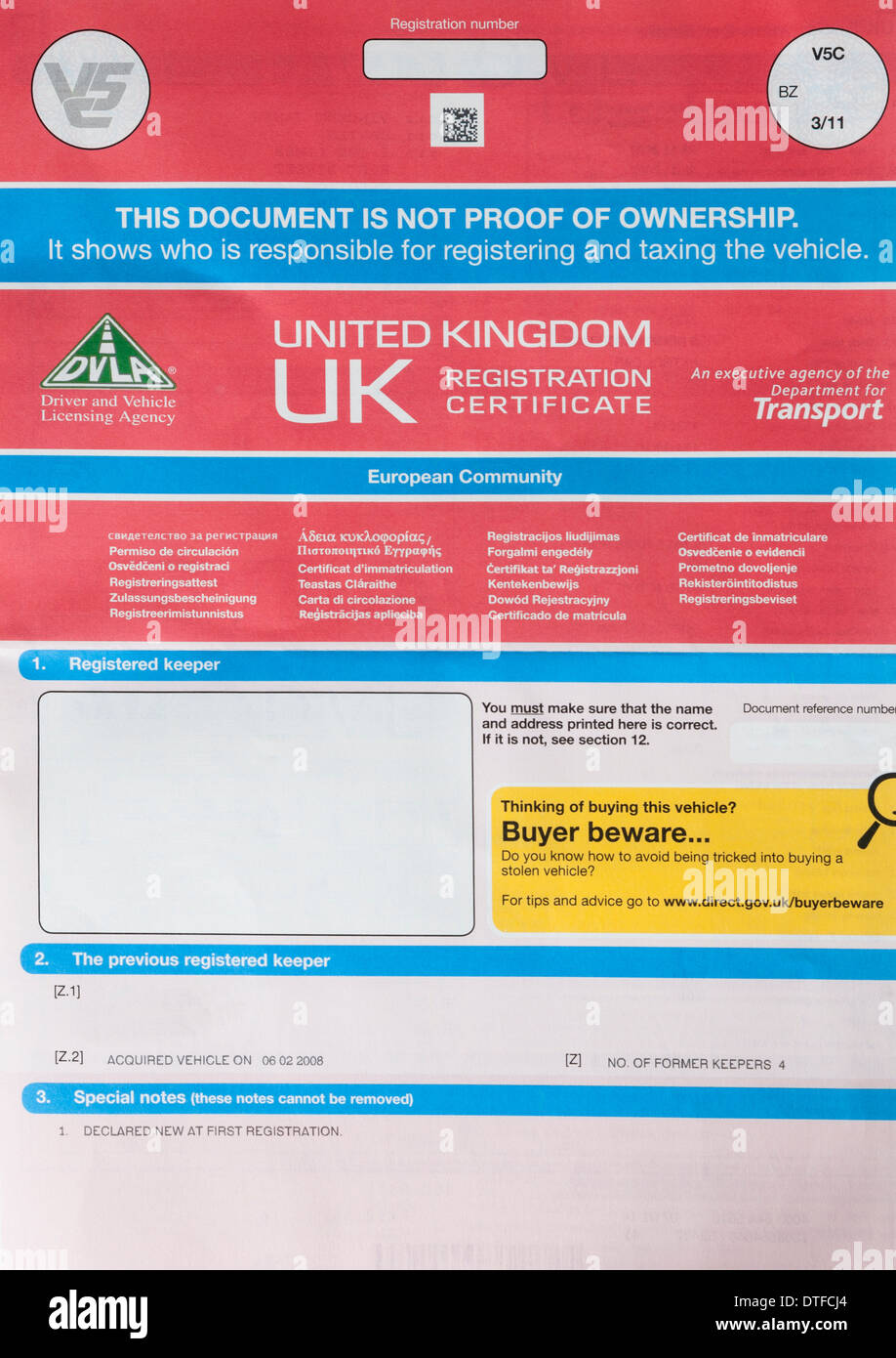 Car Registration Certificate