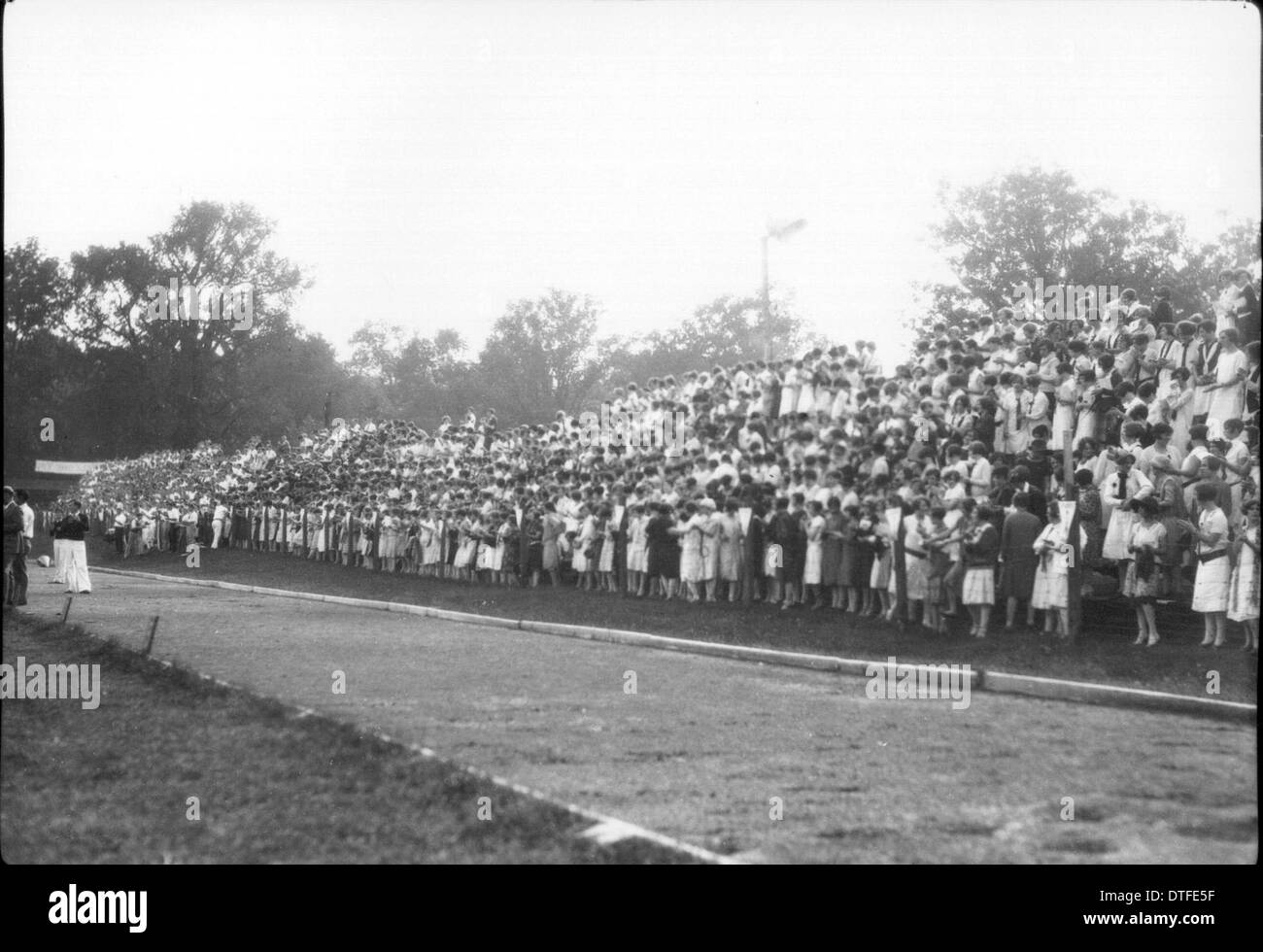 Spectators at Miami-Ohio Wesleyan football game 1926 Stock Photo