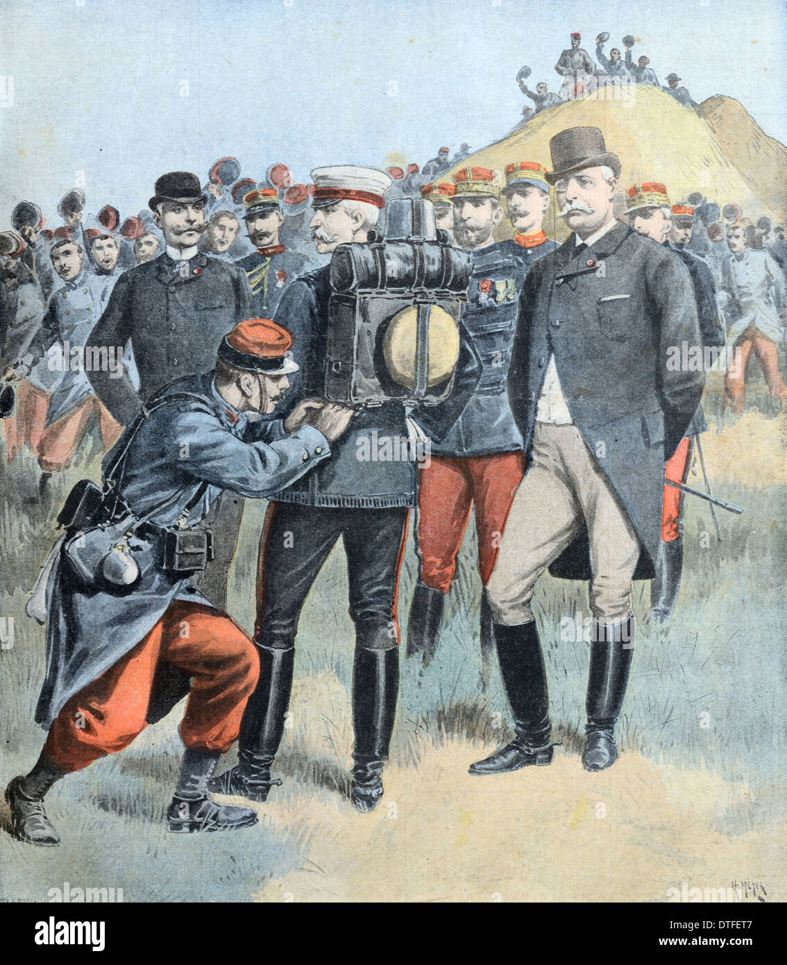 French Army Trying New Rucksack 1898 Stock Photo