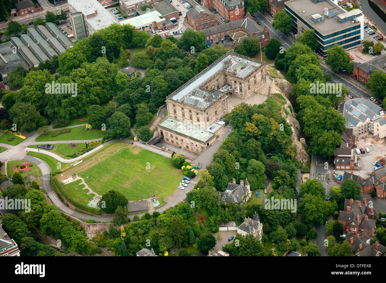 Aerial shot of Nottingham Castle, Nottinghamshire UK Stock Photo Alamy
