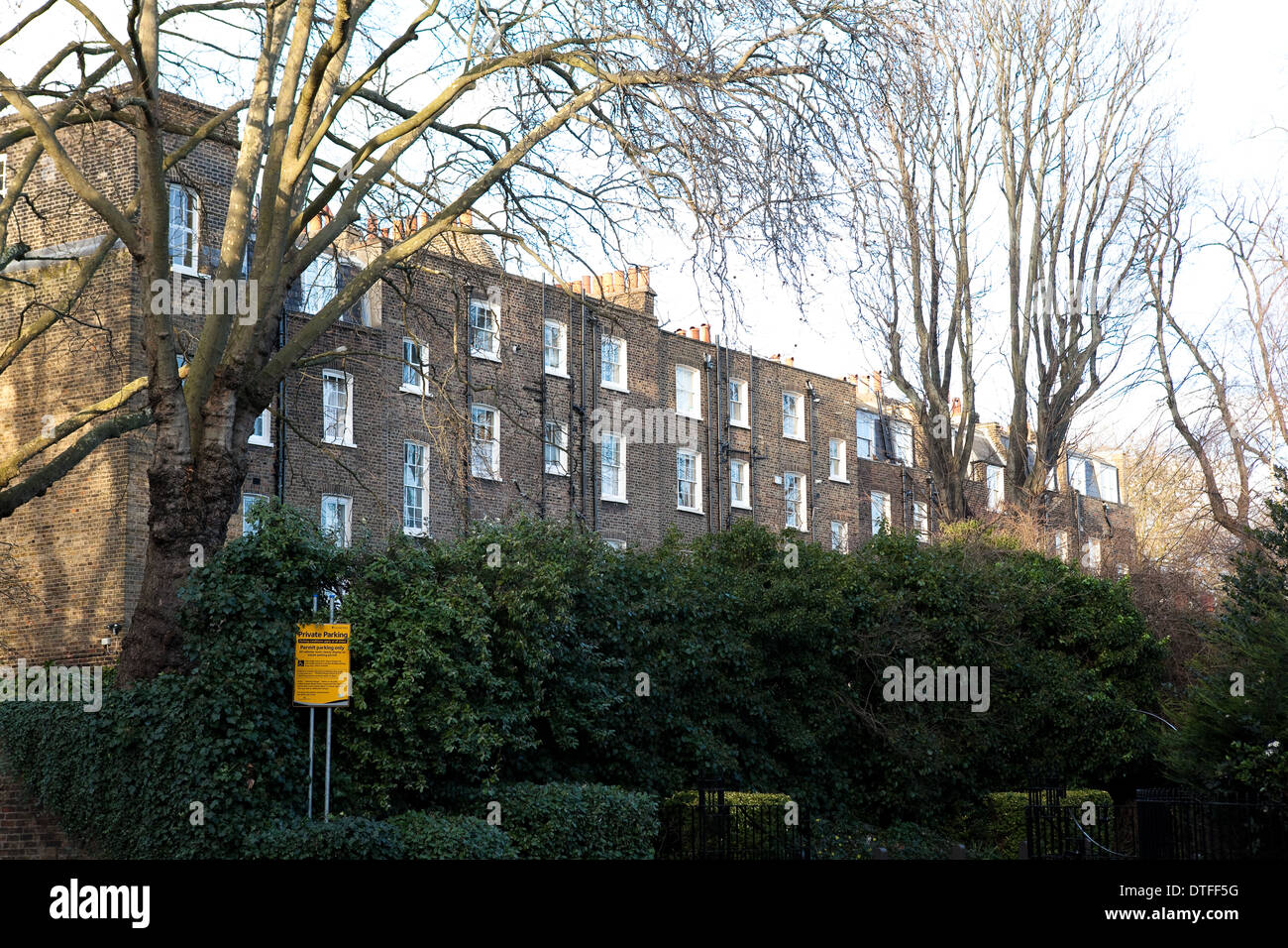 backs of houses in Canonbury Square, Islington, North London, UK