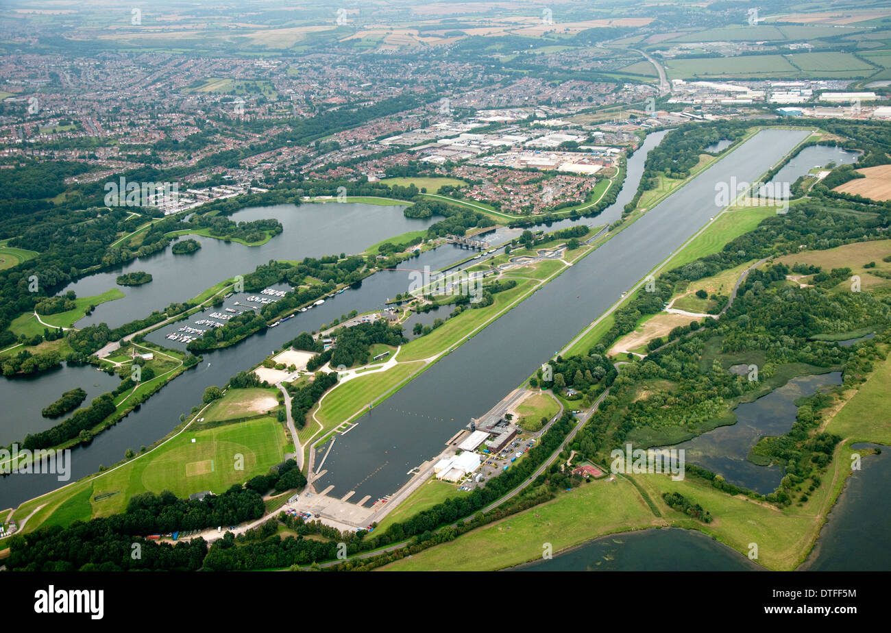 Aerial shot of Holme Pierrepont in Nottingham, Nottinghamshire UK Stock Photo