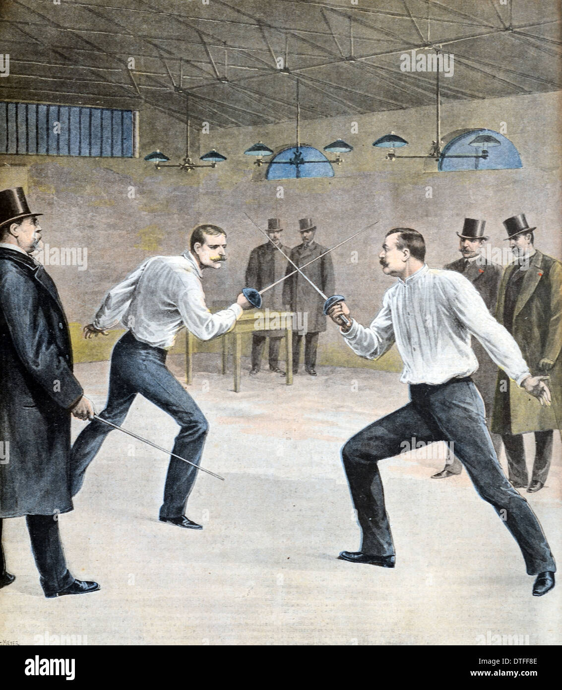 Duel or Fencing between Georges Picquart and Major Hubert-Joseph Henry 1898 over the Alfred Dreyfus Affair Stock Photo